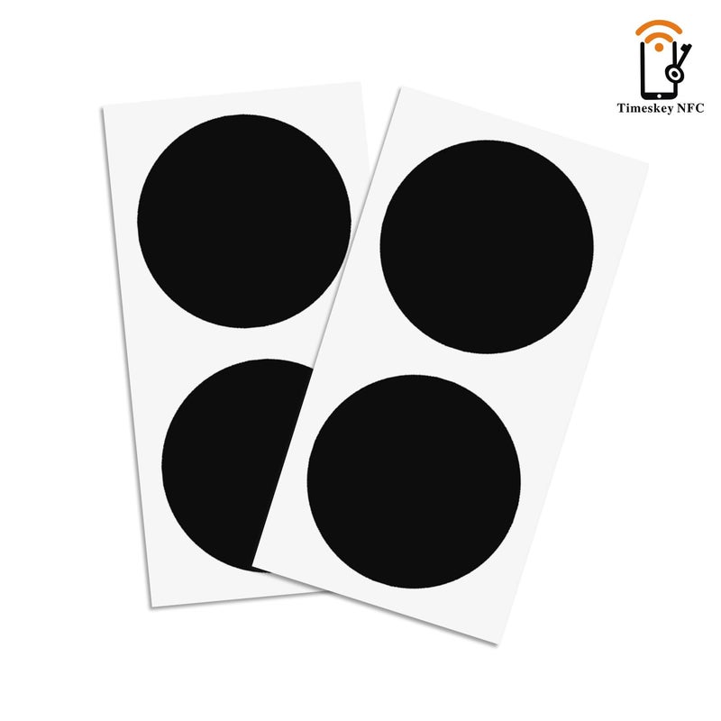 Timeskey NFC 10 x Black NTAG213 NFC Stickers NFC Tags 25MM (1 Inch Round 144 Bytes NTAG 213 NFC Labels 100% Compatible with NFC Enable Phones-Timeskey NFC - Image 1